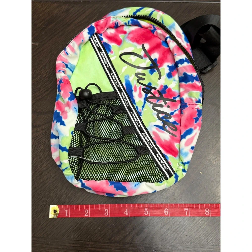 Justice‎ Sport Girls Tie Dye Sling Bag Neon Pink Green Blue Crossbody Backpack